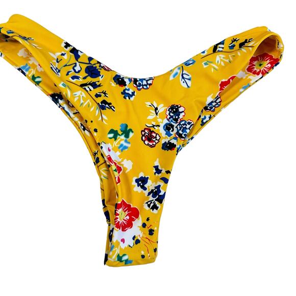 NWT Zaful Yellow Floral Brazilian Cheeky Triangle Bikini Size 6 US Medium - Picture 8 of 10